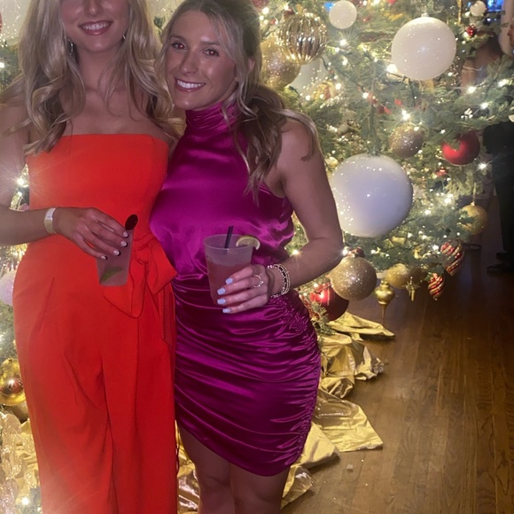 Cinq à Cept Satun Hot Pink Dress - Picture 2 of 4